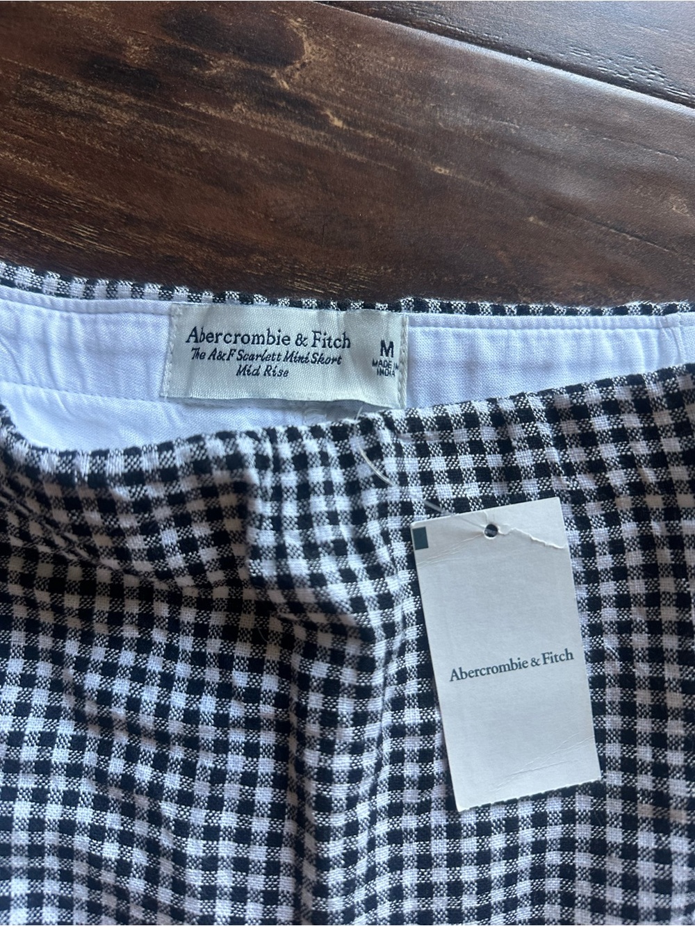 Abercrombie & Fitch Black and White Gingham Mini Skort - Picture 3 of 4